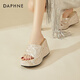 
Daphne thick-soled sequin high-heeled heeled sandals for women in summer small heightened fashion flip-flops for women apricot color 36