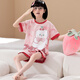 Langsha mother and daughter parent-child dress pajamas girls summer short-sleeved thin cotton home clothes little girl student summer suit LYP687 S (150) 140-150CM/68-82Jin[Jin equals 0.5 kg]
