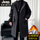 JEEP SPIRIT windbreaker boys mid-length coat autumn and winter plus cashmere loose large size hooded cotton coat British coat men black M 95-120Jin Jin equals 0.5 kg