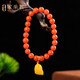 Ouchini Baoshan South Red Agate Bracelet Natural Buddha Beads Full-Fleshed Persimmon Red Multi-Bracelet Men and Women Styles with Contentment Changle Beeswax Pendant Ready Shipment One-item One-Certificate