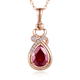 Tingliang 1.7 carat natural garnet pendant 18K rose gold colored treasure necklace for your lover. Ready stock with 18K gold necklace.