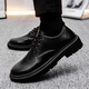 Funino leather shoes men's casual summer business formal wear big head trend British style work workplace interview men's small leather shoes black single layer upgraded comfortable version 42