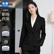 High-end suit for women, black light luxury small suit jacket, women's business commuting serge suit, double-breasted suit, versatile