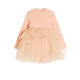 Jnby por Jnby [Jiangnan Buddies Baby] Dress de manga larga Mesh empalmado linda falda chicas bebé yn2g11180 684 rosa cálido 100 cm