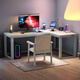 Huixun solid wood L-shaped desk corner computer desktop table corner table corner bedroom e-sports table home desk walnut #corner desk 140cm*50cm*75cm auxiliary seat length 100cm
