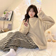 Pei Shiyan Pyjamas für Frauen Korallen Velvet Winter 2024 Neues samt verdickte Flanellmädchen Große Kinder warme Set Außerhalb xx4873/c Samt verdickte Set M 160C75-95jin [Jin gleich 0,5 kg]