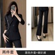 Gesaiya business formal women's long-sleeved suit suit women's double-breasted professional suit spring, autumn and winter interview commuter suit black jacket + B259 bell bottoms XL