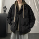 VUUG fake two-piece hooded thickened down cotton coat men's winter bread coat and cotton coat black XL