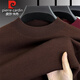 Pierre Cardin 100% worsted pure wool sweater for men, machine washable winter mid-collar sweater, high-end all-wool thermal base layer sweater for men, light brown, 100% wool XL 175