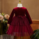 LUOBOBEIBEI Girls Dress Dress Autumn Winter Dress New Year Red Mesh Skirt Performance Host Costume Red 130