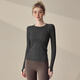 LULULMCCTN long-sleeved yoga top women's round neck outdoor running sports T-shirt Pilates training suit thin lilac gray L