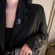 QUAMER national fashion brooch, retro style phoenix tail corsage, temperament pin, anti-exposure silk scarf buckle, gradient blue phoenix tail