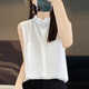 Light luxury and high-end smooth satin shirt for women, sleeveless inner layer with suit vest top, lace for age reduction, white XL 110-120Jin Jin is equal to 0.5 kg