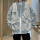 Poum Jacket Men's 2023 Осень и Зимняя улица Красивый пилот Американский ретро-дизайн негабаритный курт Crb-J683 Black 2xl
