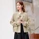 Betu Women's Spring New Style Windbreaker Temperament Stand Collar Short Drop Shoulder Sleeve Windbreaker Jacket Women 2401T47 Khaki L