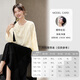 Fanximan new Chinese style chiffon shirt women's new cut flower round neck long-sleeved shirt top apricot M