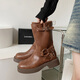 
Fan Xiaoru Western denim short boots for women thick-soled Martin boots 2025 new retro British style single boots versatile travel knight boots brown 36
