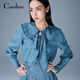 CAROLINE Tencel Cotton Denim Caroline 2025 Autumn New Doll Collar Shirt ERC4C02C Blue L