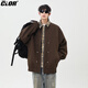 CLOR fake two-piece jacket men's autumn and winter style handsome casual all-match plaid lapel boys jacket JK11 brown XL