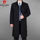 Pierre Cardin Autumn y Invierno de la chaqueta de cachemir masculina de mediana edad Wool lana de lana de lana larga al viento de rodilla Dad Top Long Negro (espesado con terciopelo) 1310-1 XL (180) recomendado 140-155 Jin [Jin equivale a 0.5 kg]