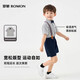 Romon children's performance suit strap suit boys shirt summer casual blue short strap suit 110