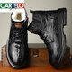 
Katile crocodile pattern leather boots new autumn lace-up soft men's shoes casual print mid-top comfortable young motorcycle leather shoes 9900 single shoes black 38