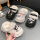 Wei Jie Children's Hole Shoes for Girls 6-12 años, anti-Slip Plus Velvet, desgaste exterior en invierno 2024 nueva bolsa de arrastre de algodón de lujo cálido, talla blanca 32-33 (longitud interna de 19 cm)