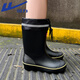 Pull-back rain boots for men, fashionable rainy day waterproof rain boots, car wash water shoes, fishing wear-resistant rubber shoes 89, black drawstring 42