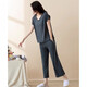 Pyjamas modal pantalon de raccourci à manches à manches courtes à manches courtes minces 2025 NOUVEAUX Vêtements domestiques avec coussinets poitrine pour usure extérieure ym841 rose xxl (adapté à la hauteur 170-175 cm