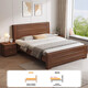 AOVIELOAN Chinese solid wood bed 1.8m double bed master bedroom economical simple 1.5m single bed home 1.8m thickened bed walnut color single bed 1.5*2m promotional model