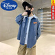 Disney Boys Denim Shirt 24 Spring and Autumn New Fashionable Medium Large Children's Top Casual Jacket Handsome Trendy Long Sleeve Blue 130