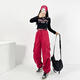 CIQHUNK Subject Three Dance Clothes Black Jazz Dance Set Sports Trousers Women's Street Hip Hop Hiphop Casual Pants Jump 1049 Rose Red Cotton Pants S