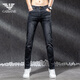 AJ ARMANI JEANS春秋新款牛仔裤男款修身小脚弹力潮牌休闲高端百搭裤子男 683款纯黑色 35