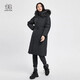 KOLON SPORT/Kelong down jacket Women's polar series windproof waist-retraction long goose down jacket Black BL 165/M