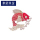 Moyan (MOYAN) Chinese style lucky koi brooch with surplus every year, pearl corsage, national trend, creative and personalized carp brooch, gold A16-309