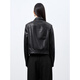 Friedensfrau Frauen Kurzjacke PU Leder Jacke für Frauen Maillard Herbst Mode High-End-Lappel Black 1 m