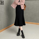 Sibaishe High Waist Fishtail Skirt 2025 Autumn New Women's Fashion Simple Mid-Length Slim Skirt