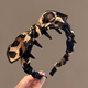 Idel bow leopard print headband women's high skull 2025 new daily wear hairband face wash headband pressed hairpin headdress leopard print bow headband F3587