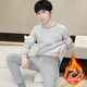 ZENGZHI NIUZAI德绒发热条纹保暖内衣男生套装冬季加绒加厚打底衫青少年秋衣秋裤 689卡其【加绒加厚】 2XL 约115-135斤可穿