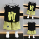 
G.DUCKKIDS little yellow duck boy summer suit 2024 new children's clothes Korean style fashion one-year-old baby sports two-piece set black 100 size 2~3 years old [90-100cm]
