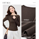 Shandubila one-line collar cotton bottoming shirt for women in autumn, slim-fitting elastic long-sleeved sweater with temperament pit strips and casual top