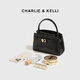 CHARLIE&KELLI CK brand light luxury bag women's bag crocodile pattern Kelly bag women's handheld crossbody bag Valentine's Day birthday gift black Beijing warehouse delivery free brand gift bag