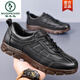 Woodpecker head layer cowhide leather shoes for men in autumn and winter men's business casual shoes genuine leather men's shoes brown tied beef tendon sole black four seasons 9905 standard leather shoes size 38
