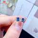 Topaz earrings s925 silver inlaid with natural London blue earrings stone size 3*4MM special price