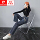 Pierre Cardin plus Samt verdickte Rauchgrau-Jeans für Frauen im Herbst und Winter 2025 Neue Elastizität Taille Lose elastische Weitbeinhosen 9928 plus samtig blau graues elastisches 4xl empfohlen 145-160jin [Jin entspricht 0,5 kg]