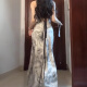 
Miao Yijia suspender dress new Chinese pure sensual women's skirt summer new style slim temperament long skirt beach skirt ink painting suspender dress [Tie-dye gray] L [Suggested 108-120Jin [Jin equals 0.5 kg]]