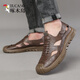 
Woodpecker genuine leather cowhide heightened hole shoes for men summer new 2024 sandals men breathable hollow men casual interior 6629 black 39