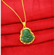 Libiao 18k gold Maitreya Buddha chalcedony jade pendant necklace Vietnamese sand gold and Hetian jade gold inlaid jade pendant for girlfriend Green Buddha pendant + box necklace