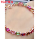 TOAY Tourmaline Bracelet Women Rainbow Tone Color Beautiful Crystal Good Texture Stick 925 Silver Seiko Inlaid Birthday Gift Tourmaline Bracelet