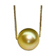Fat Donglai same style South Sea gold pearl pendant natural sea water gold beads passerby necklace 18 silver chain O-shaped chain 9-10mm